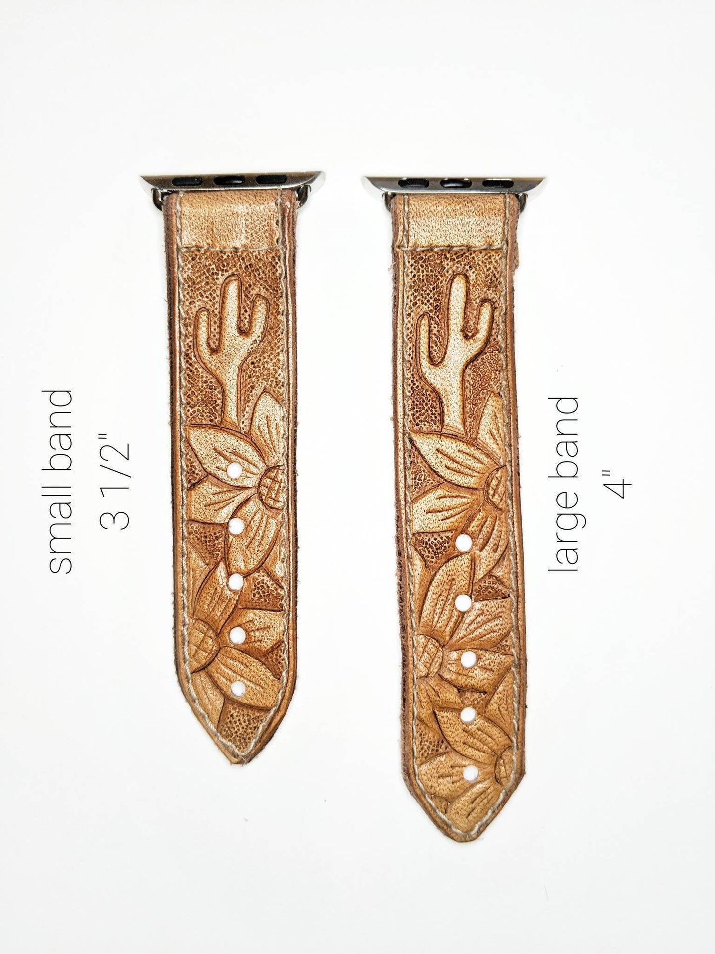 Sunflower & Cactus Painted Leather Smart Watch Band w/ Initials