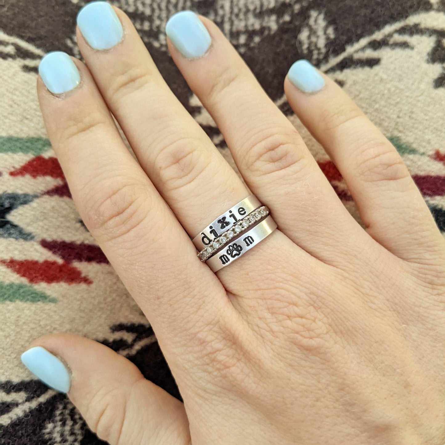 Dog Mom Paw Print Stacker Ring