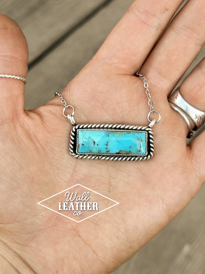 Kingman Turquoise & Sterling Silver Bar Necklace