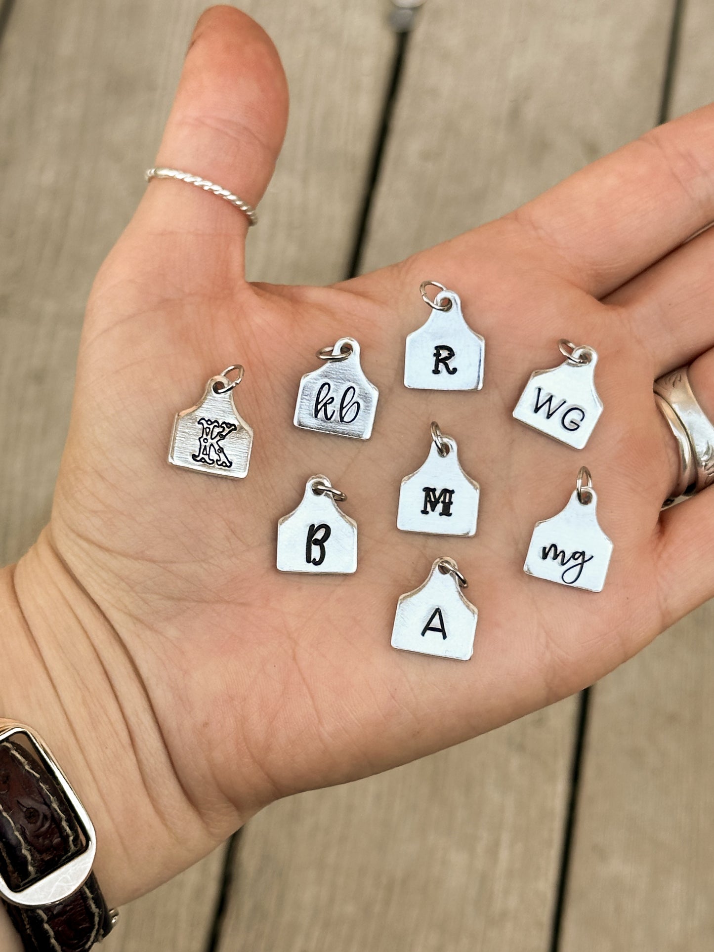 Initial Cattle Ear Tag Charm