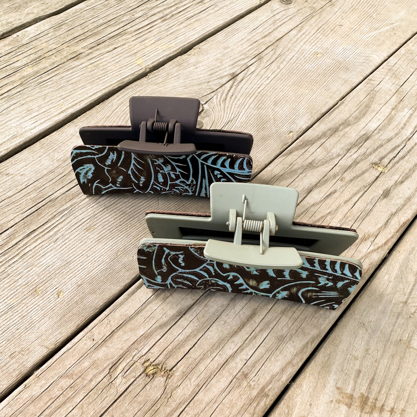 Embossed Leather Hair Clip