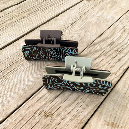 Embossed Leather Hair Clip