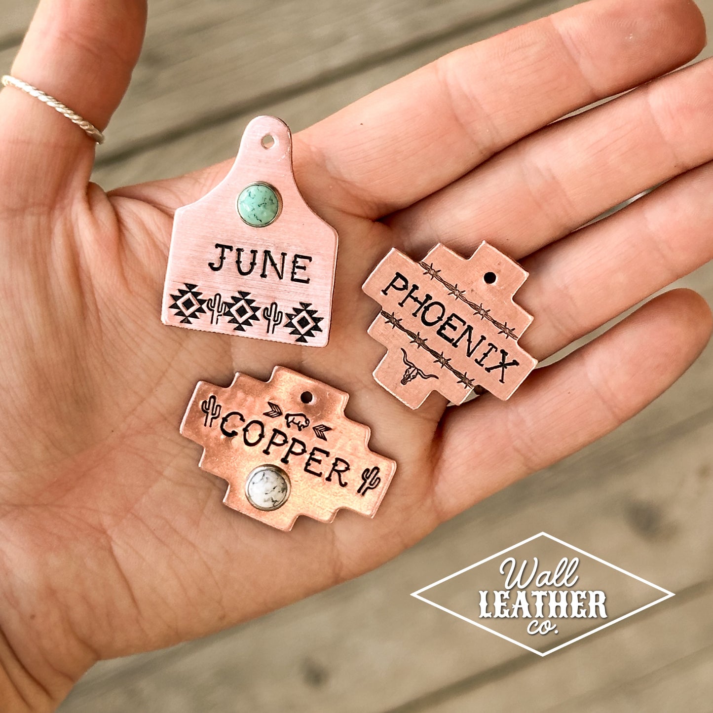 Copper Barbed Wire & Longhorn Custom Pet ID Tag