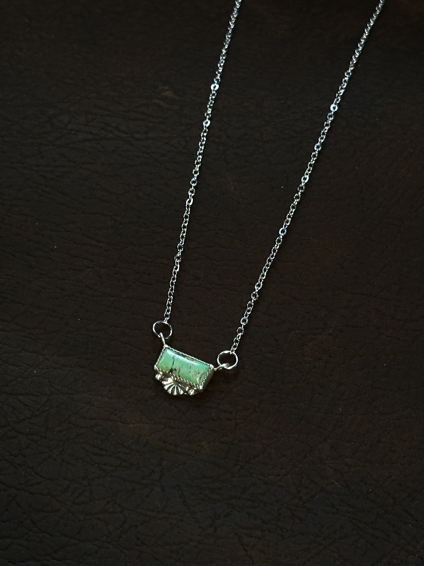 Green Turquoise & Sterling Silver Necklace