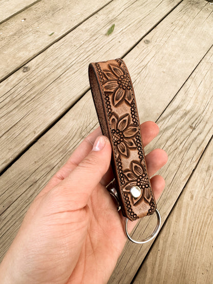 Sunflower & Dots Key Fob Keychain