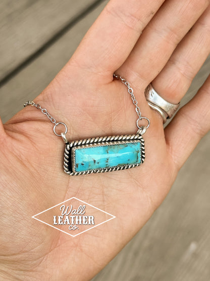 Kingman Turquoise & Sterling Silver Bar Necklace