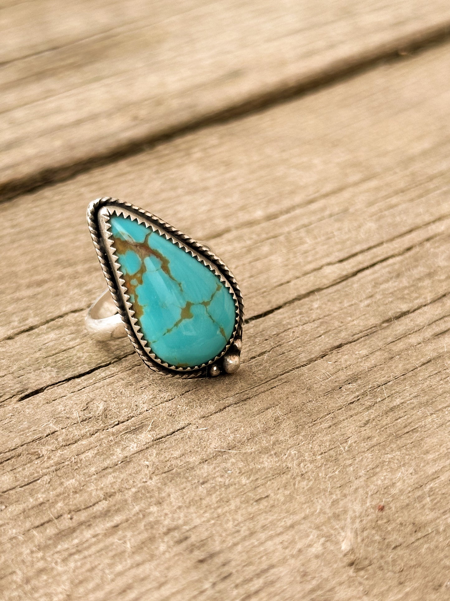 Kingman Turquoise  & Sterling Silver Teardrop Statement Ring