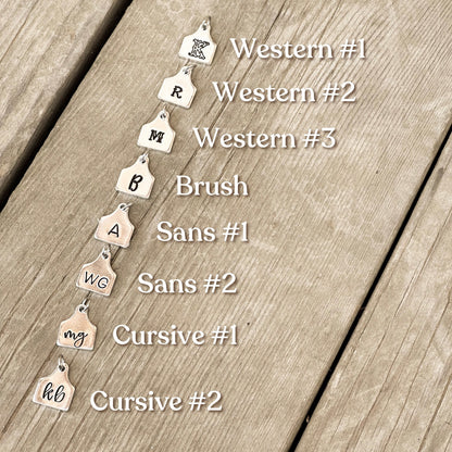Initial Cattle Ear Tag Necklace - Pearl