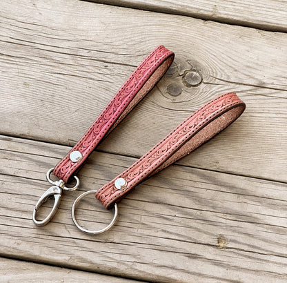 Simple Stamped Leather Scrollwork Keychain