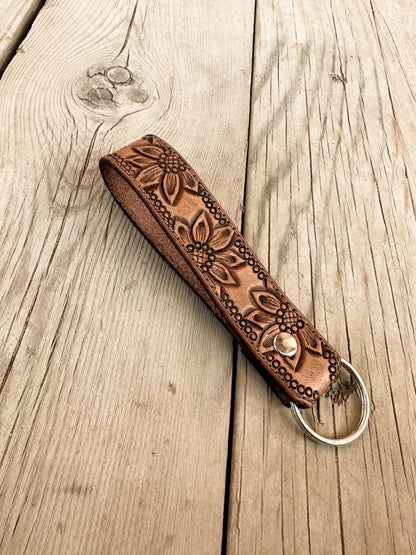 Sunflower & Dots Key Fob Keychain