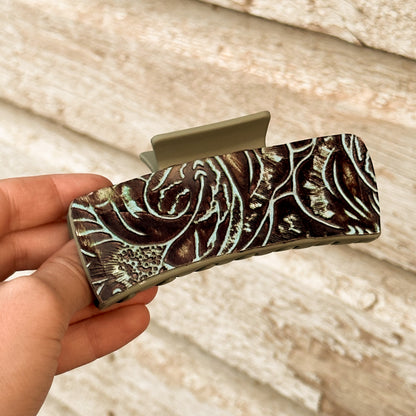 Embossed Leather Hair Clip