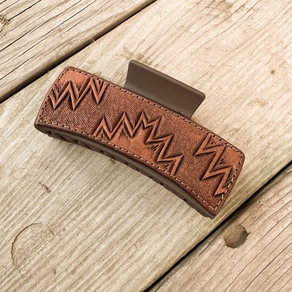 Tooled Leather Hair Clip