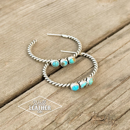 Kingman Turquoise & Sterling Silver Hoop Earrings