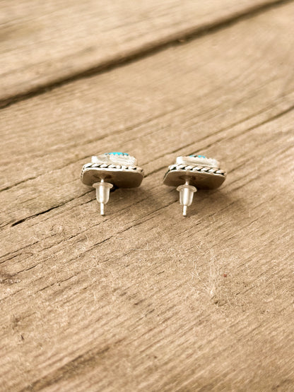 Copper Turquoise & Sterling Silver Stud Earrings