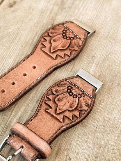 Aztec Flower Leather Smart Watch Band