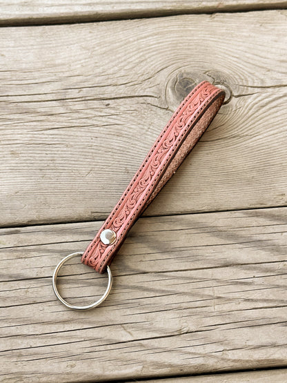 Simple Stamped Leather Scrollwork Keychain