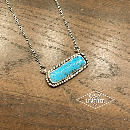 Kingman Turquoise & Sterling Silver Bar Necklace