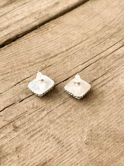 Copper Turquoise & Sterling Silver Stud Earrings