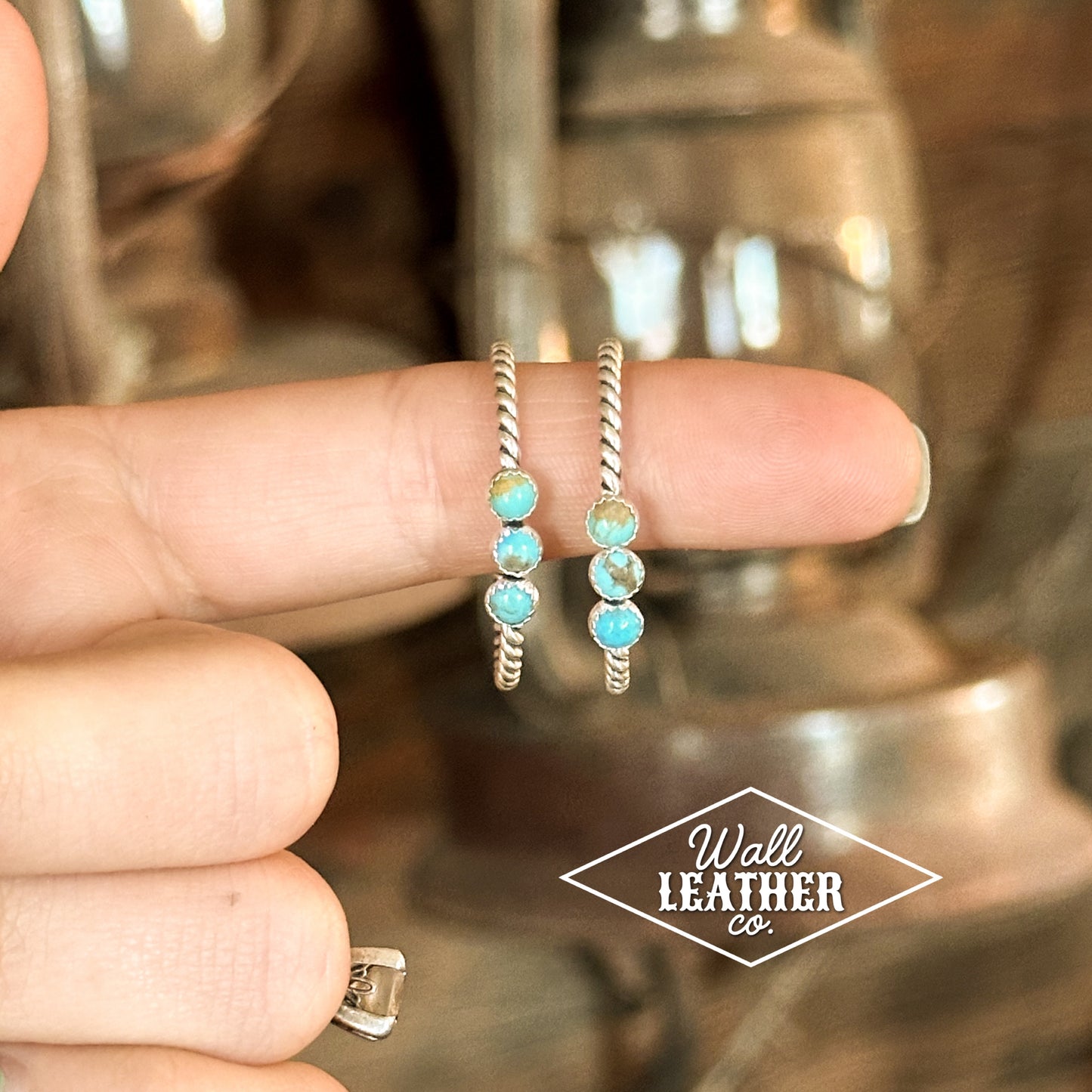Kingman Turquoise & Sterling Silver Hoop Earrings