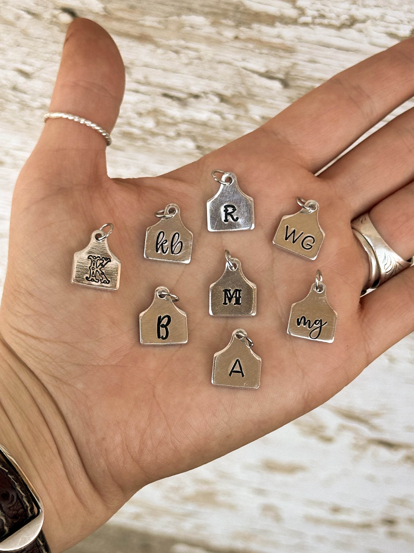 Initial Cattle Ear Tag Charm