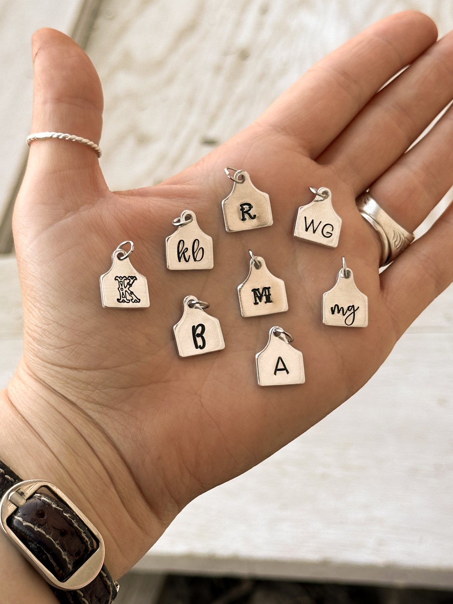 Initial Cattle Ear Tag Charm