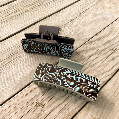 Embossed Leather Hair Clip