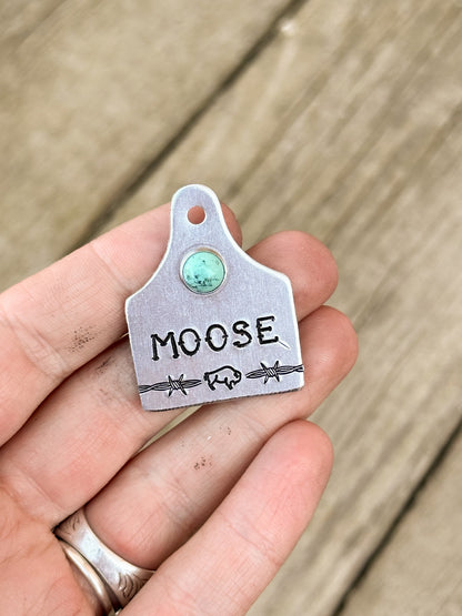Buffalo & Barbed Wire Cattle Tag Custom Pet ID Tag