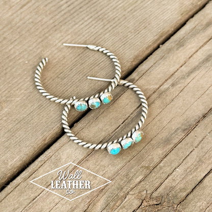 Kingman Turquoise & Sterling Silver Hoop Earrings
