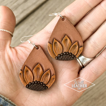 Sunflower Teardrop Painted Earrings