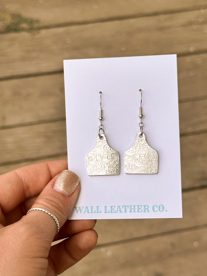 Paisley Print Cattle Tag Earrings