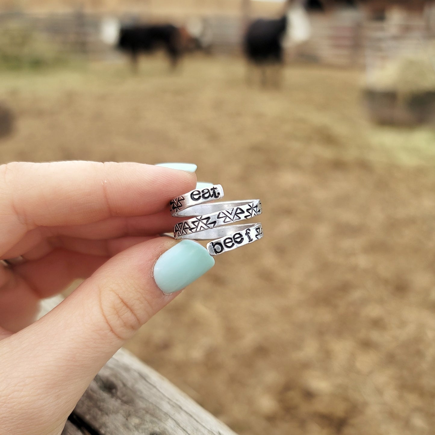 Eat Beef Aztec Wrap Ring