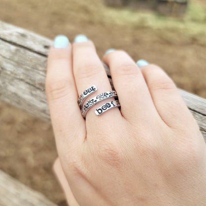 Eat Beef Aztec Wrap Ring