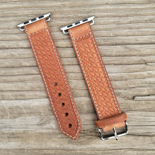 Basket Weave Leather Smart Watch Band