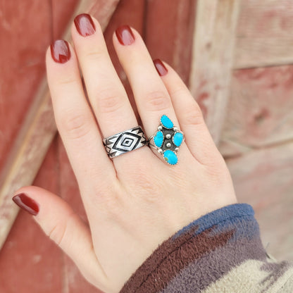 Southwestern Aztec Print Wide Ring