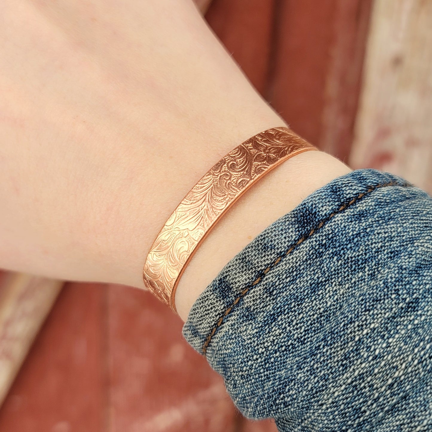 Paisley Print Copper Bracelet