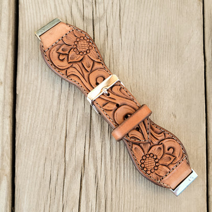 Sunflower & Scrollwork Leather Smart Watch Band