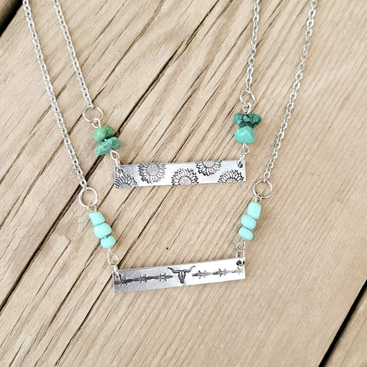 Bar Necklace with Turquoise