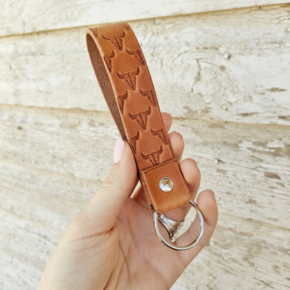 Customized Bull Skull Name Keychain