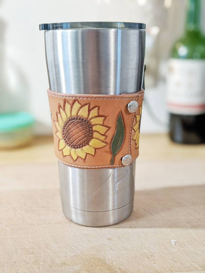 Hand Tooled Custom Leather Coffee Sleeve