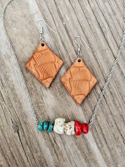 Turquoise & Magnesite Nugget Bar Necklace