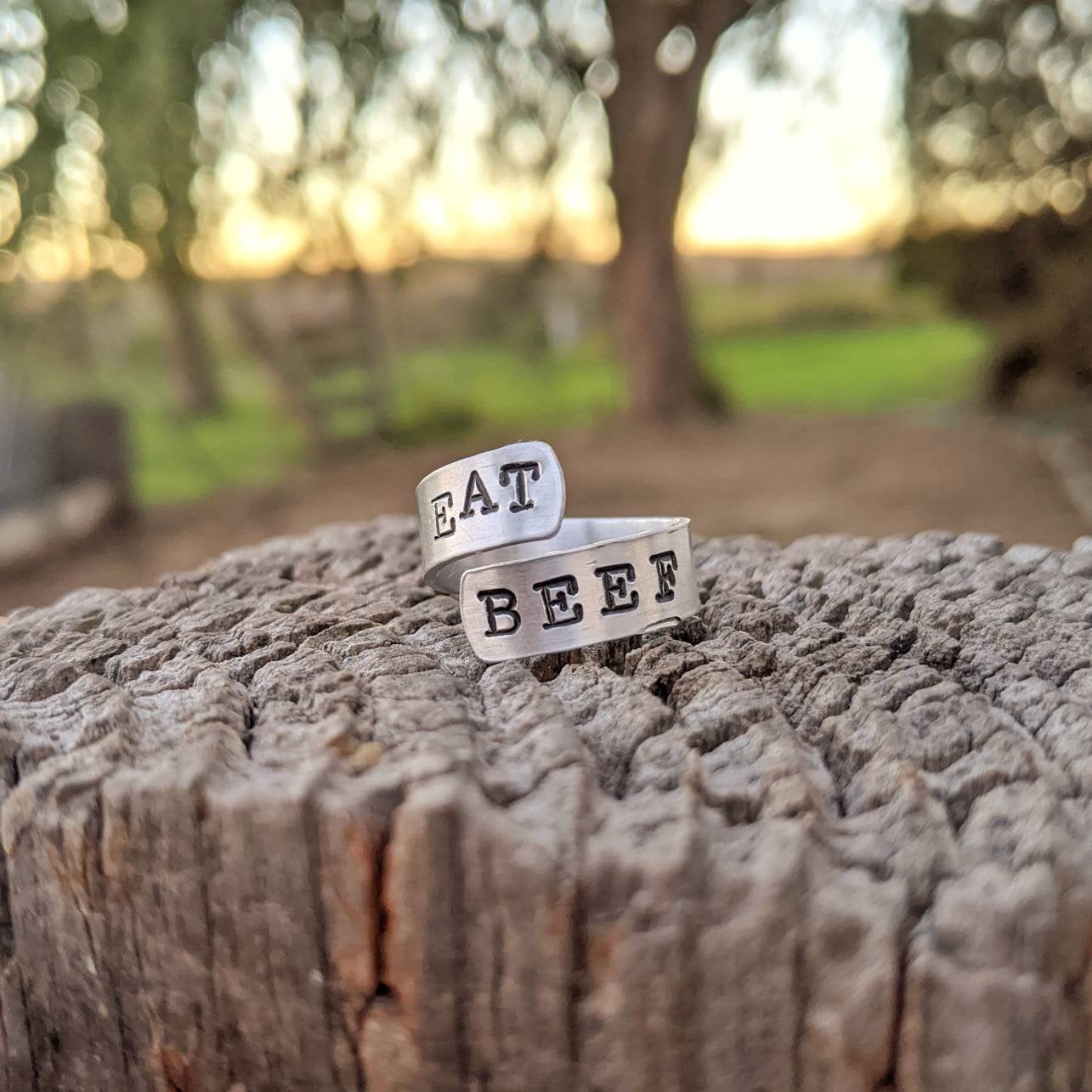 Eat Beef Wrap Ring Typewriter