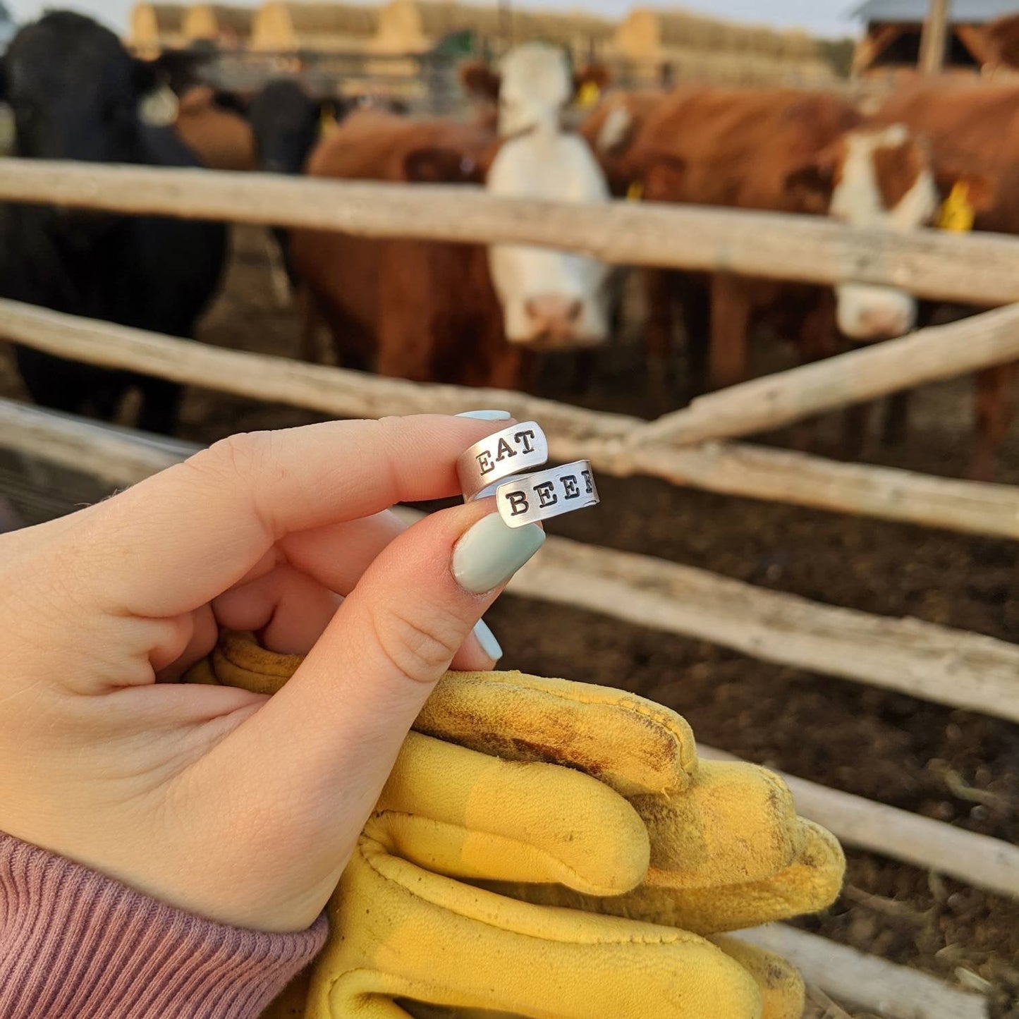 Eat Beef Wrap Ring Typewriter