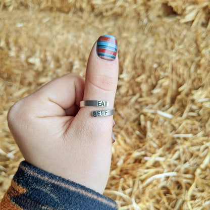 Eat Beef Thin Wrap Ring