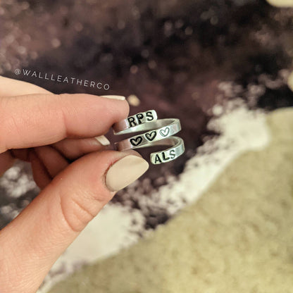 Personalized Initials & Hearts Wrap Ring